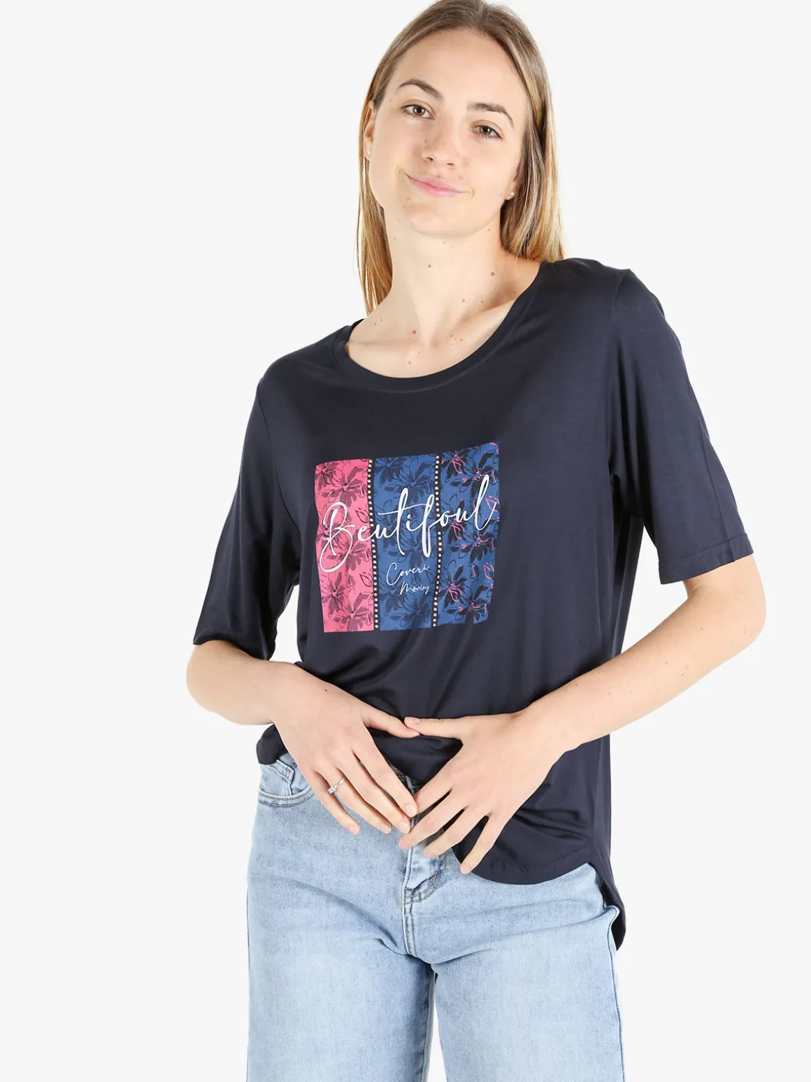 Coveri Moving T-shirt da donna con stampa e strass