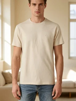 Coveri Moving T-shirt da uomo girocollo in cotone - beige