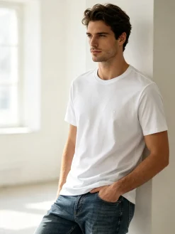 Coveri Moving T-shirt da uomo girocollo in cotone - bianco