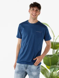 Coveri Moving T-shirt da uomo in cotone con taschino - blu