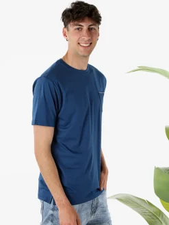 Coveri Moving T-shirt da uomo in cotone con taschino - blu