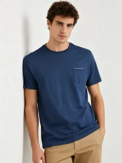 Coveri Moving T-shirt da uomo in cotone con taschino - blu