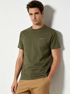 Coveri Moving T-shirt da uomo in cotone con taschino - militare