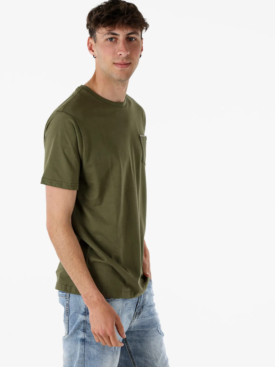 Coveri Moving T-shirt da uomo in cotone con taschino - militare