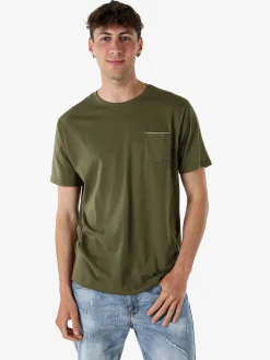 Coveri Moving T-shirt da uomo in cotone con taschino - militare