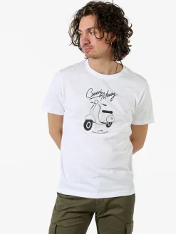 Coveri Moving T-shirt da uomo in cotone con stampa - bianco