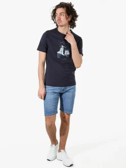 Coveri Moving T-shirt da uomo in cotone con stampa - blu scuro