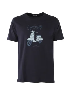 Coveri Moving T-shirt da uomo in cotone con stampa - blu scuro