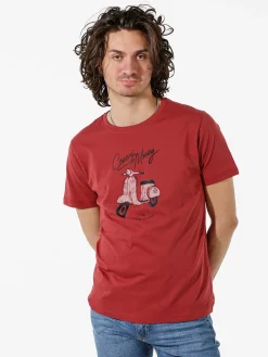 Coveri Moving T-shirt da uomo in cotone con stampa - cuoio