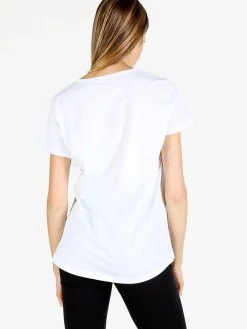 Coveri Moving T-shirt donna girocollo in cotone - bianco