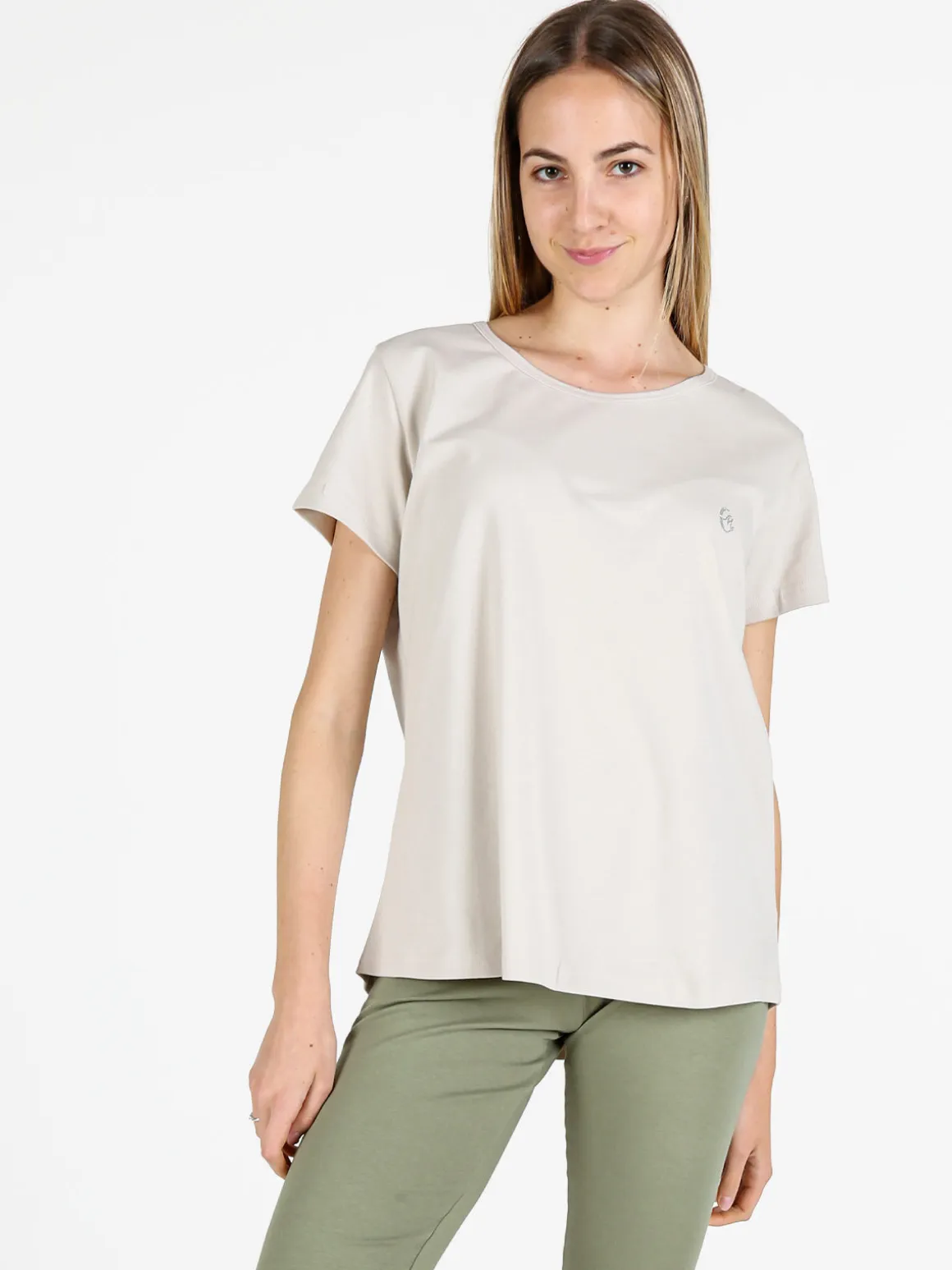 Coveri Moving T-shirt donna girocollo in cotone - beige