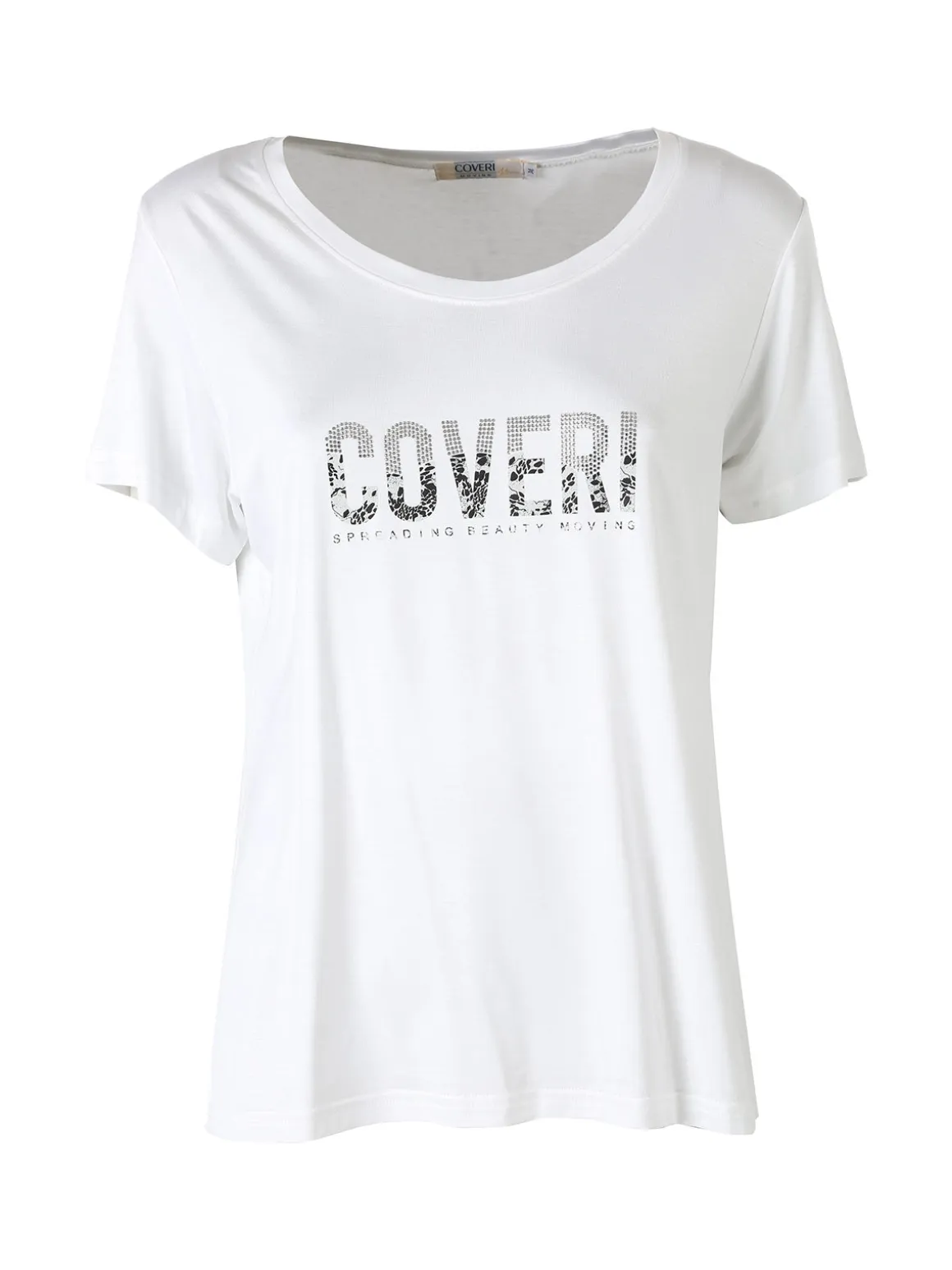Coveri Moving T-shirt donna in cotone con logo di strass - nero