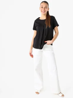 Coveri Moving T-shirt donna in cotone con logo di strass - nero