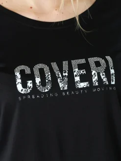 Coveri Moving T-shirt donna in viscosa con strass - nero