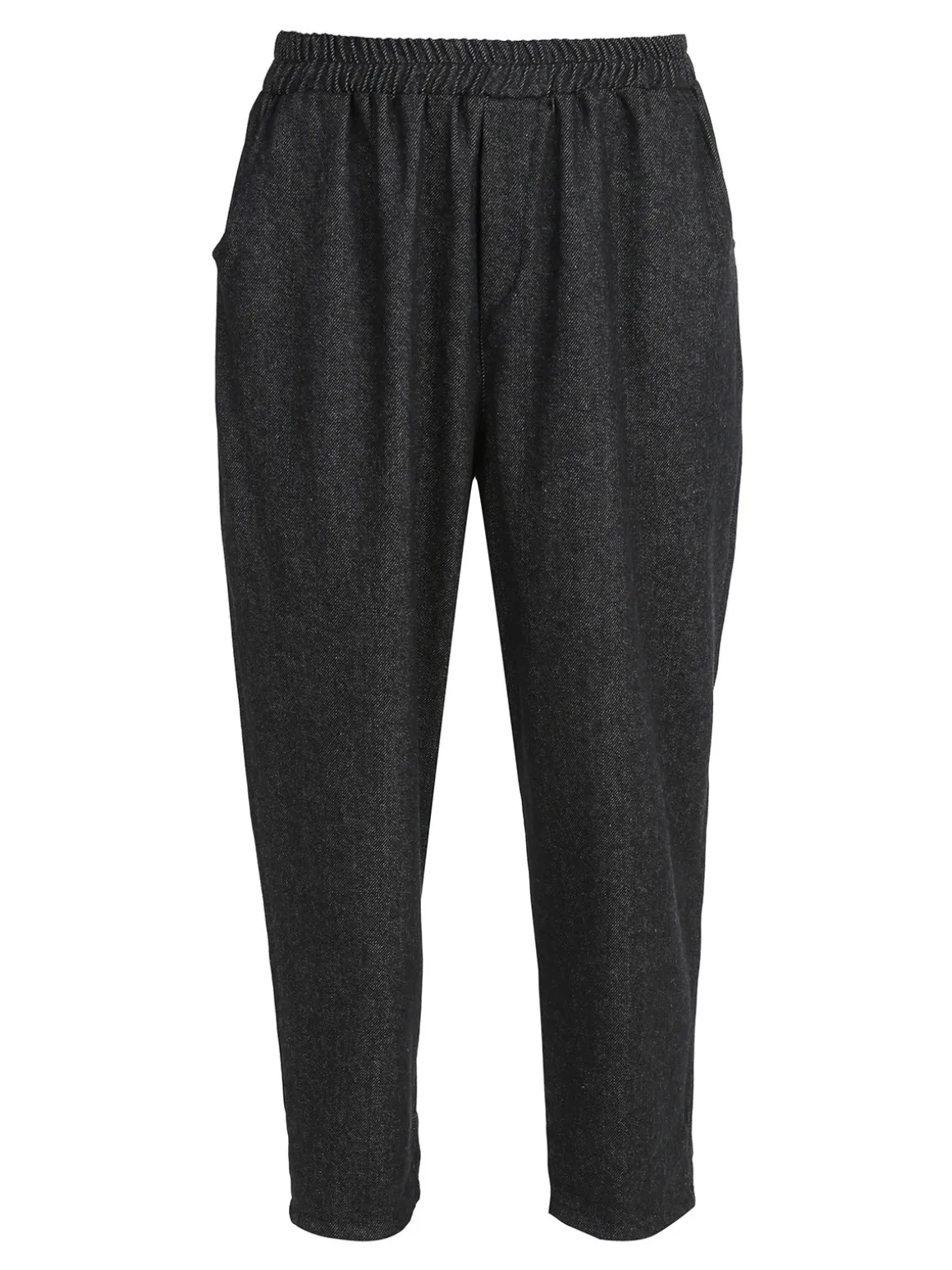 158c Pantaloni donna a cavallo basso con elastico in vita - nero
