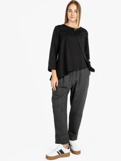 158c Pantaloni sportivi donna con cavallo basso - grigio scuro