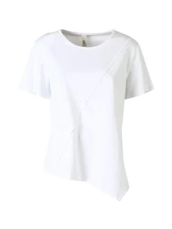 158c T-shirt donna oversize in cotone con taschino sul fondo - bianco