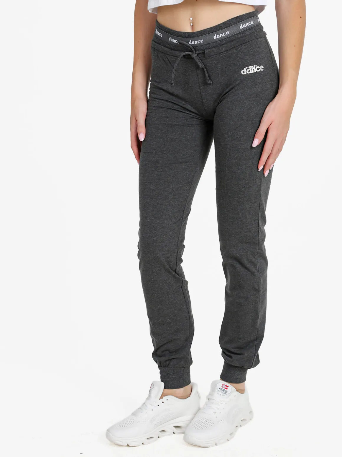 Dance Pantaloni donna sportivi con coulisse e polsini - grigio scuro