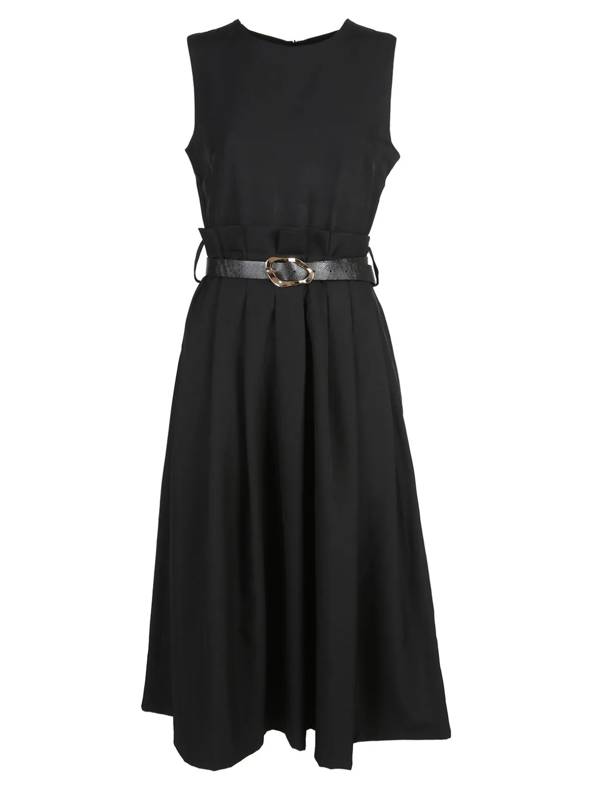 Daystar Abito lungo da donna smanicato con cintura - nero