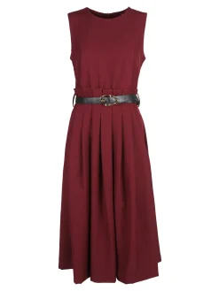 Daystar Abito lungo da donna smanicato con cintura - bordeaux