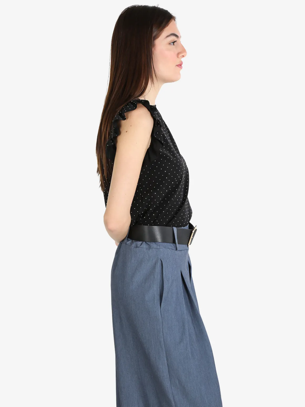 Daystar Blusa donna con strass e bottoni sulla schiena