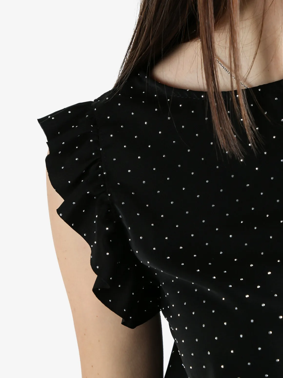 Daystar Blusa donna con strass e bottoni sulla schiena