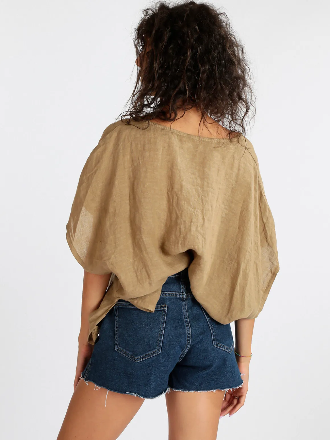 Daystar Blusa donna in lino con maniche a pipistrello