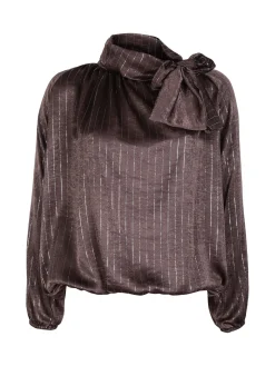 Daystar Camicetta donna a maniche lunghe con righe argento