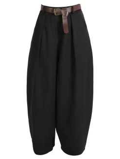 Daystar Pantaloni donna casual a palloncino con cintura - nero
