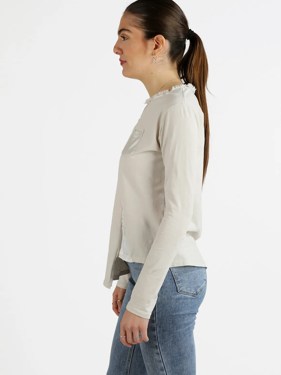 Daystar T-shirt donna a maniche lunghe con taschino