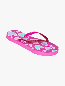 De Fonseca Infradito mare da bambina in gomma con glitter e cuori - fucsia