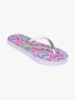 De Fonseca Infradito mare da bambina in gomma con glitter e cuori - lilla