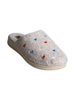 De Fonseca Pantofole donna cuori in feltro con zeppa - beige