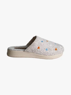 De Fonseca Pantofole donna cuori in feltro con zeppa - beige