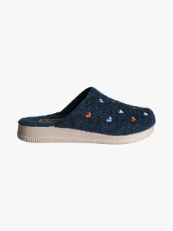 De Fonseca Pantofole donna cuori in feltro con zeppa - blu