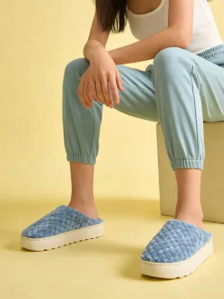 De Fonseca Pantofole donna peluche con platform - azzurro