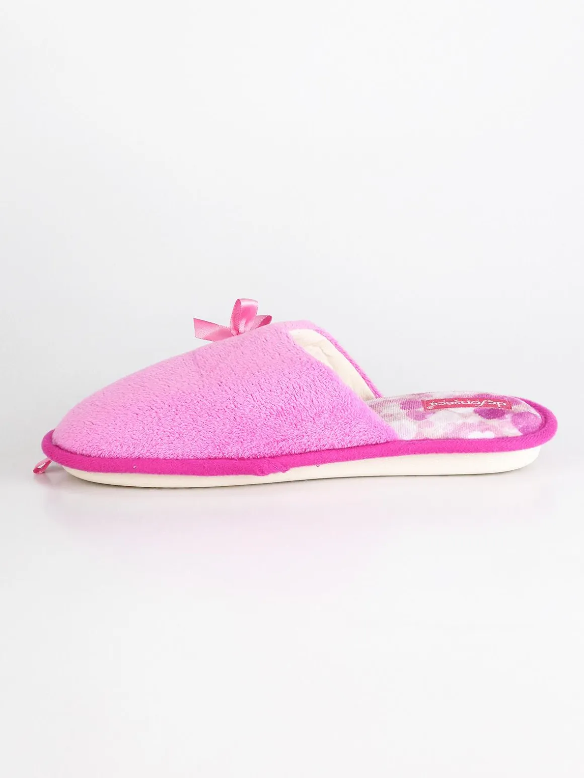 De Fonseca Pantofole in tessuto effetto velluto con fiocco Fuxia
