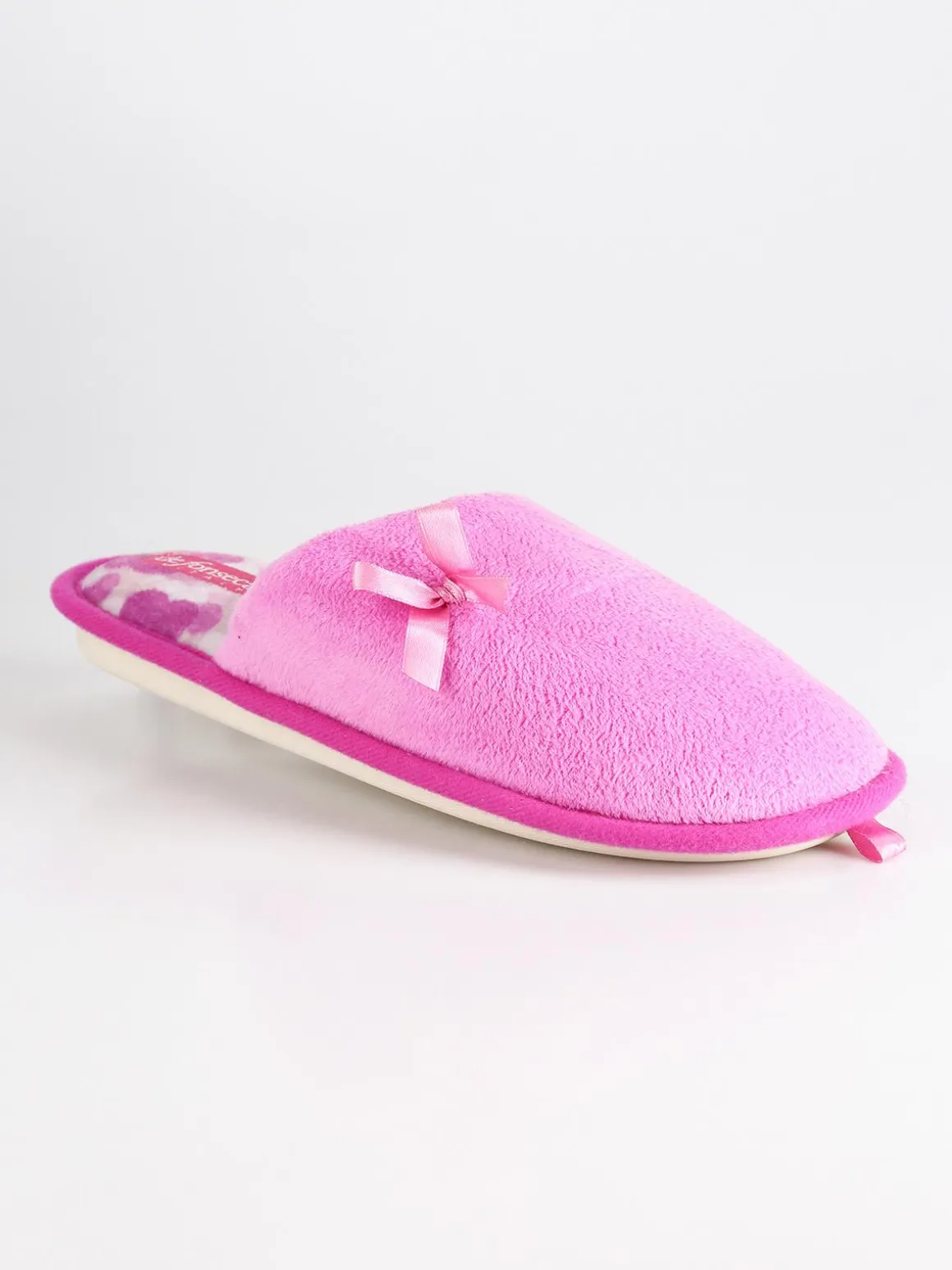 De Fonseca Pantofole in tessuto effetto velluto con fiocco Fuxia