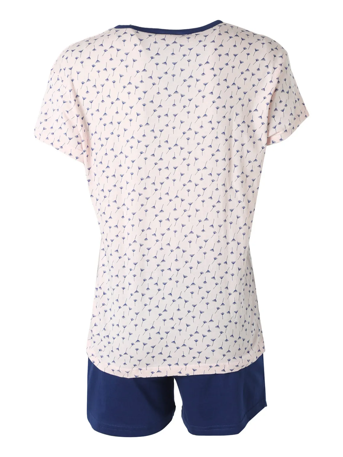 De Fonseca Pigiama corto da donna in cotone con t-shirt stampata e shorts - blu