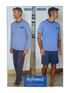 De Fonseca Pigiama corto da uomo in cotone con taschino - verde