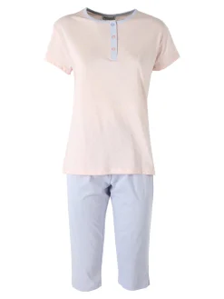De Fonseca Pigiama donna in cotone a maniche corte e pantaloni a pinocchietto - lilla