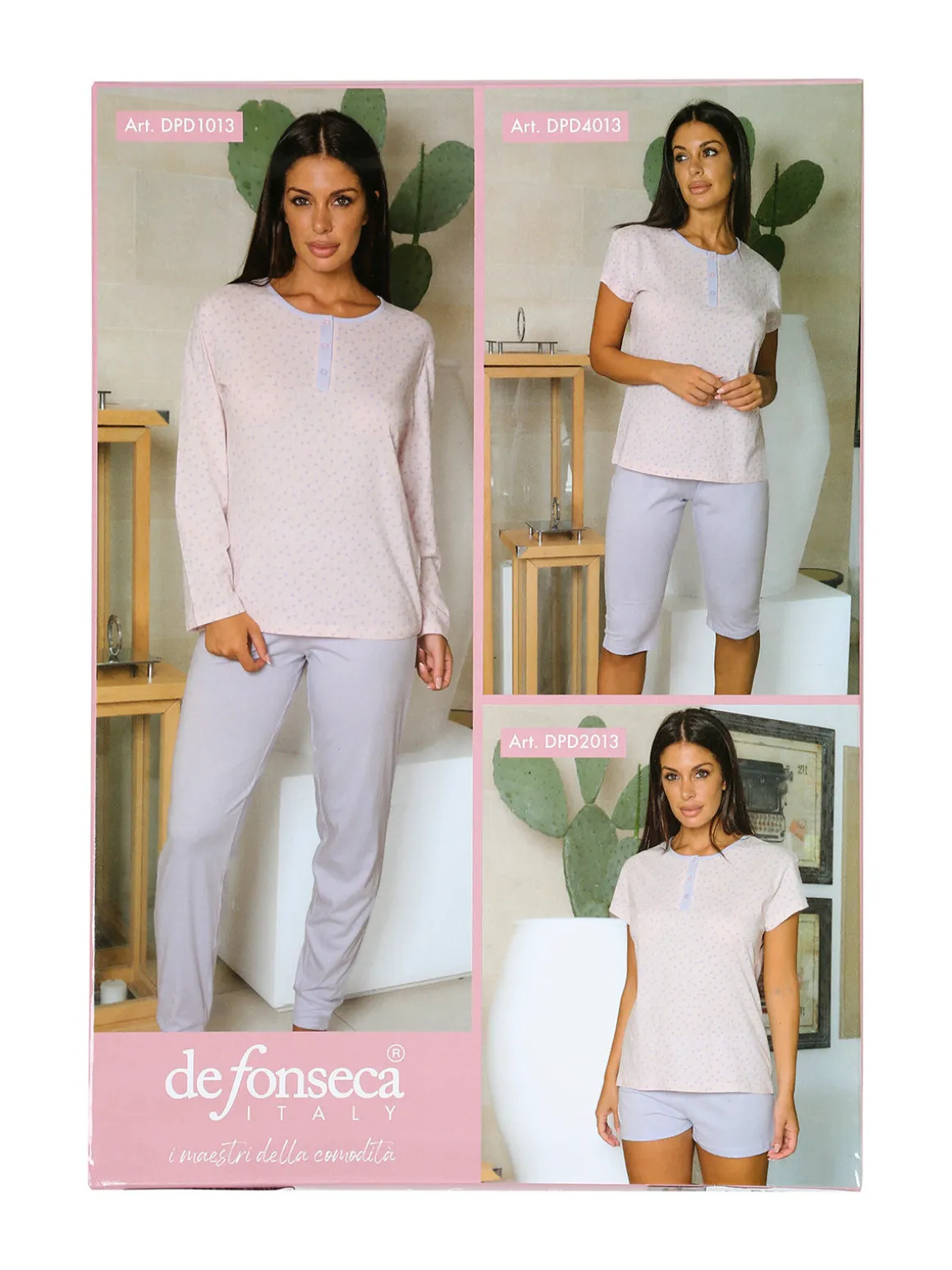 De Fonseca Pigiama lungo da donna in cotone con stampe - blu