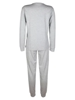 De Fonseca Pigiama lungo da donna a costine con pizzo