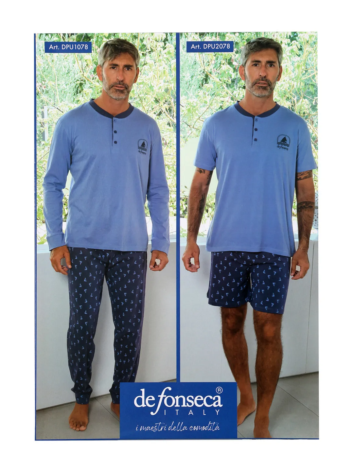 De Fonseca Pigiama lungo da uomo in cotone - avion