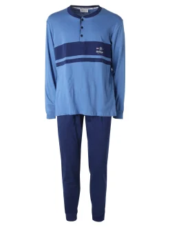 De Fonseca Pigiama lungo da uomo in cotone - blu scuro