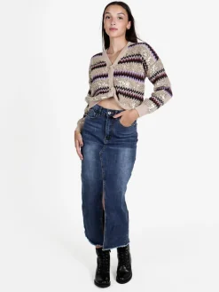 De Royale Cardigan donna crop con paillettes
