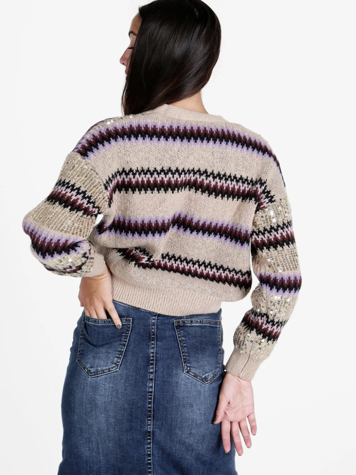 De Royale Cardigan donna crop con paillettes