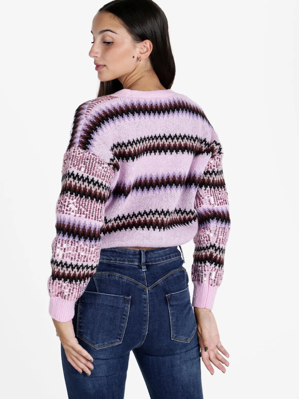 De Royale Cardigan donna crop con paillettes