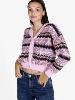 De Royale Cardigan donna crop con paillettes
