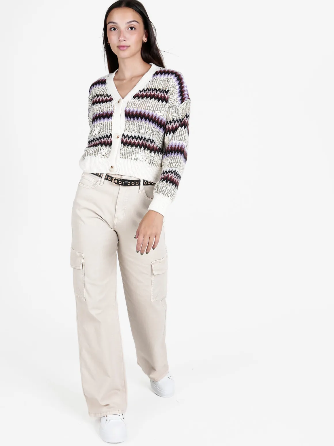 De Royale Cardigan donna crop con paillettes